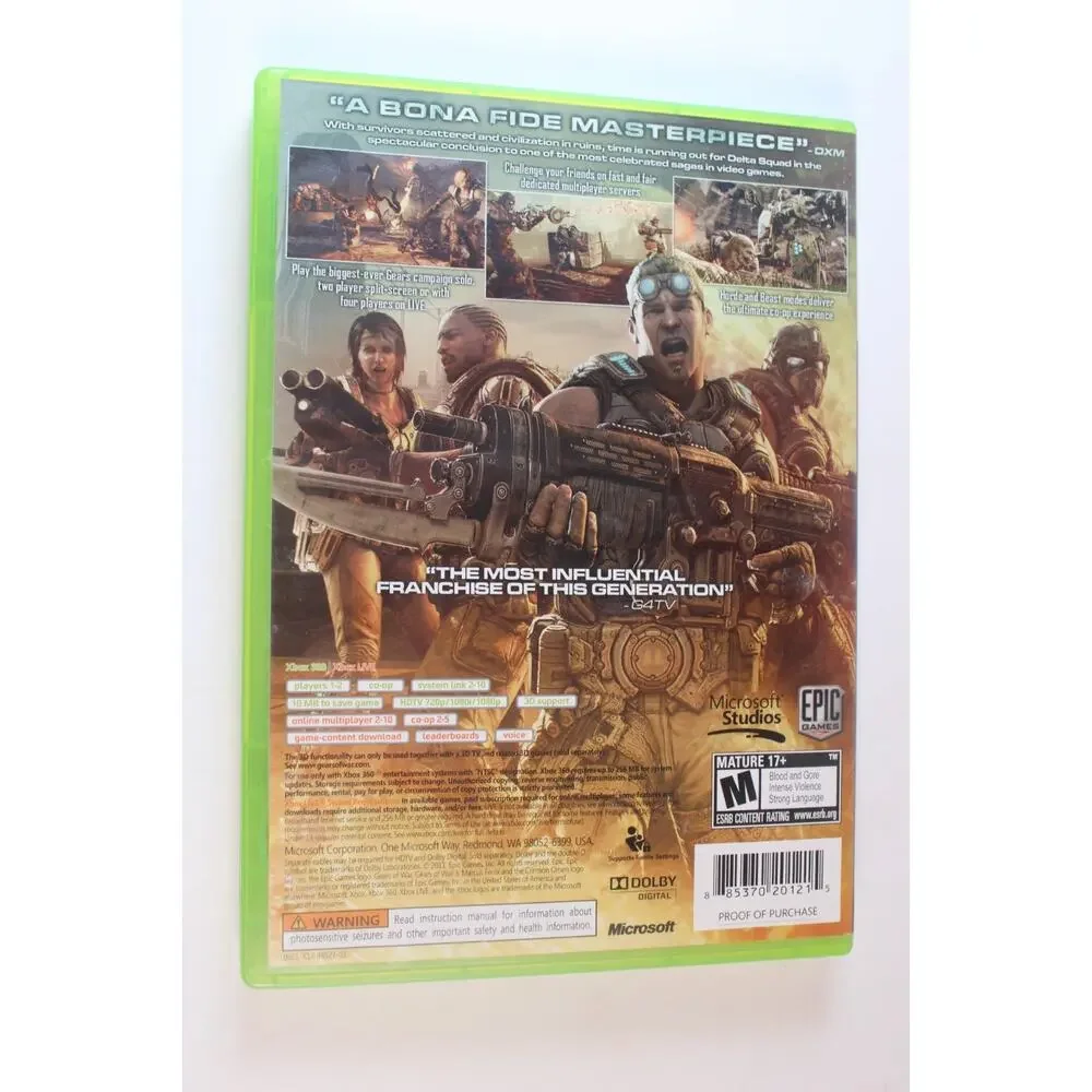 Gears of War 3 (Microsoft Xbox 360, 2011) Authentic, Tested/Works